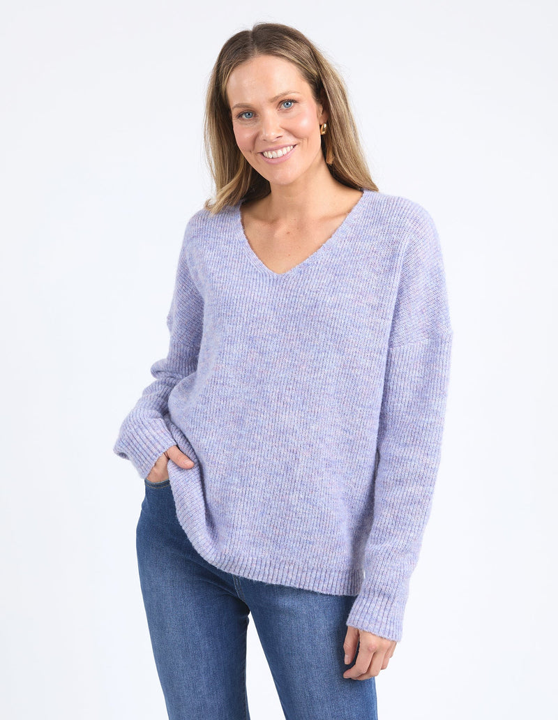 Verity V Neck Knit - Lilac