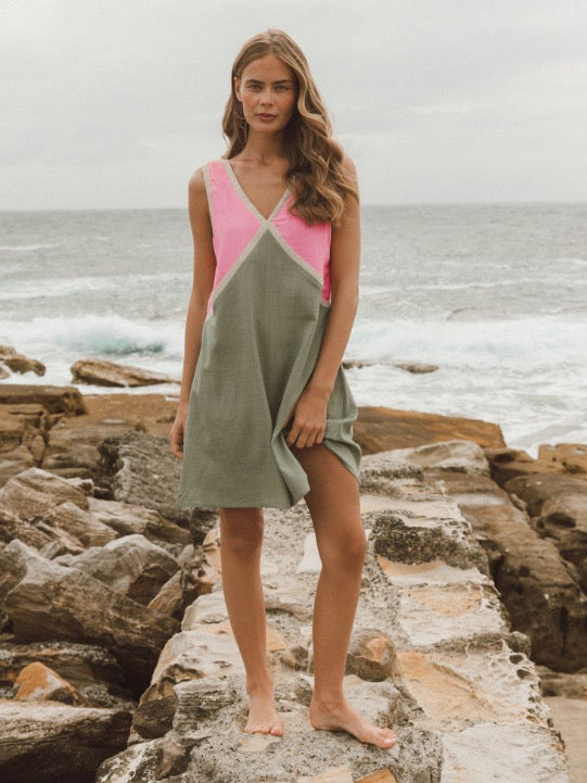 Contrasted Mini Dress