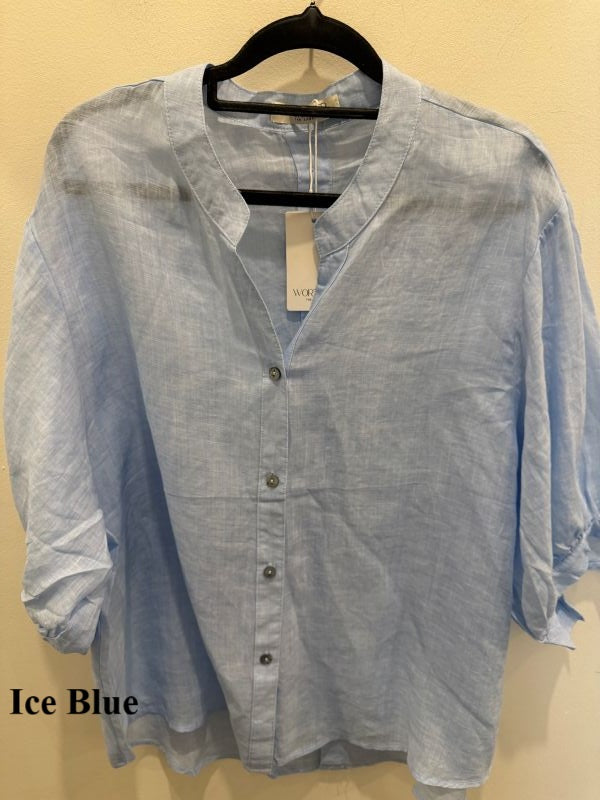 Coral Linen Button Back shirt