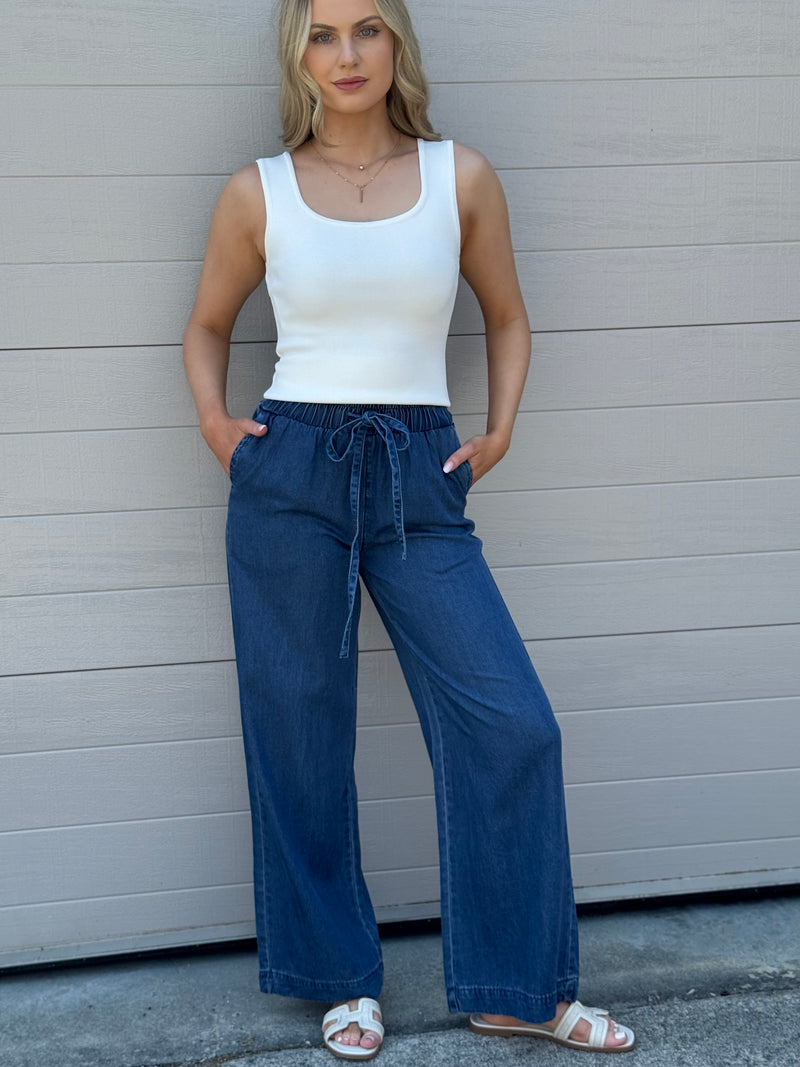 Lila Drawstring Denim Pant