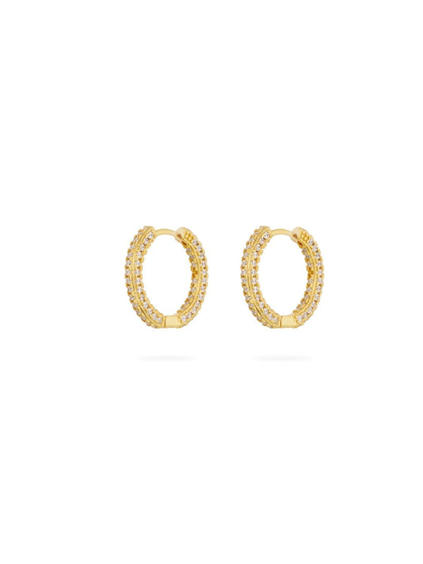 Priscilla Pave Hoops Gold