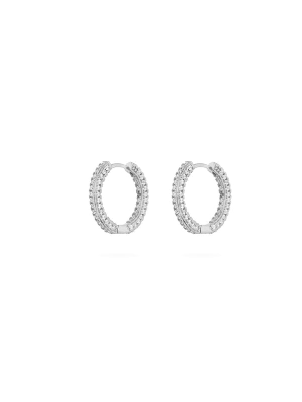 Priscilla Pave Hoops Silver