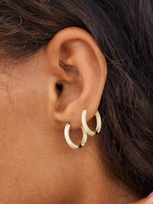 Priscilla Pave Hoops Gold
