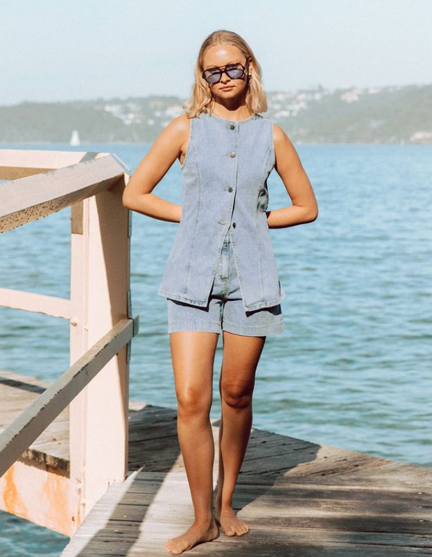 Josie Denim Button Up Vest