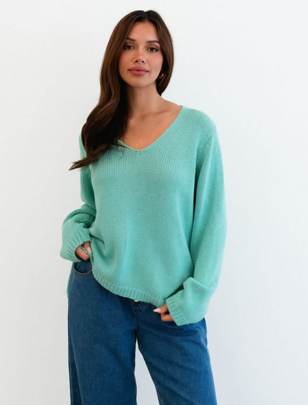 Cotton V Neck Jumper