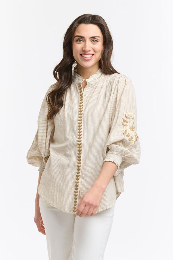 Stripe Embroidered Clara Shirt