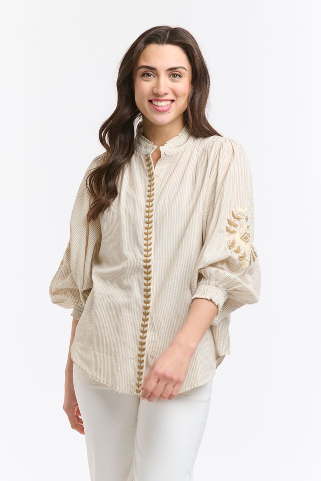 Stripe Embroidered Clara Shirt