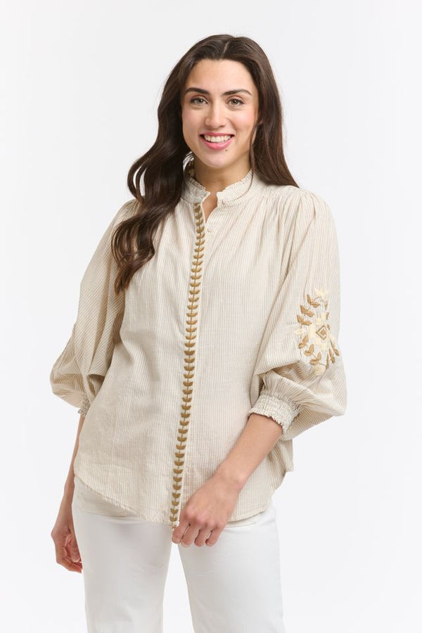Stripe Embroidered Clara Shirt