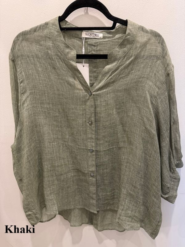 Coral Linen Button Back shirt