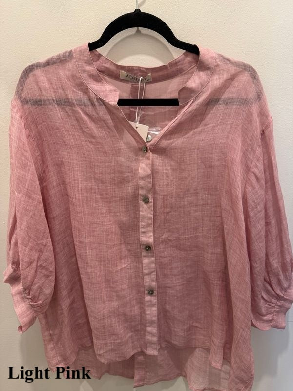 Coral Linen Button Back shirt