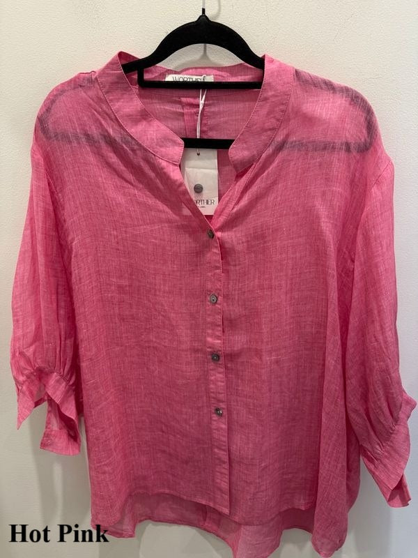 Coral Linen Button Back shirt