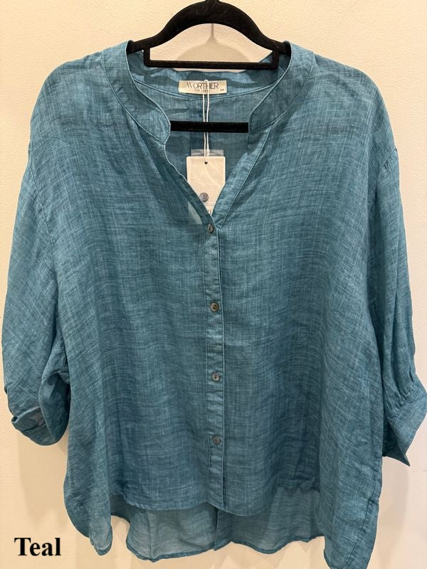 Coral Linen Button Back shirt