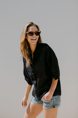 Coral Linen Button Back shirt